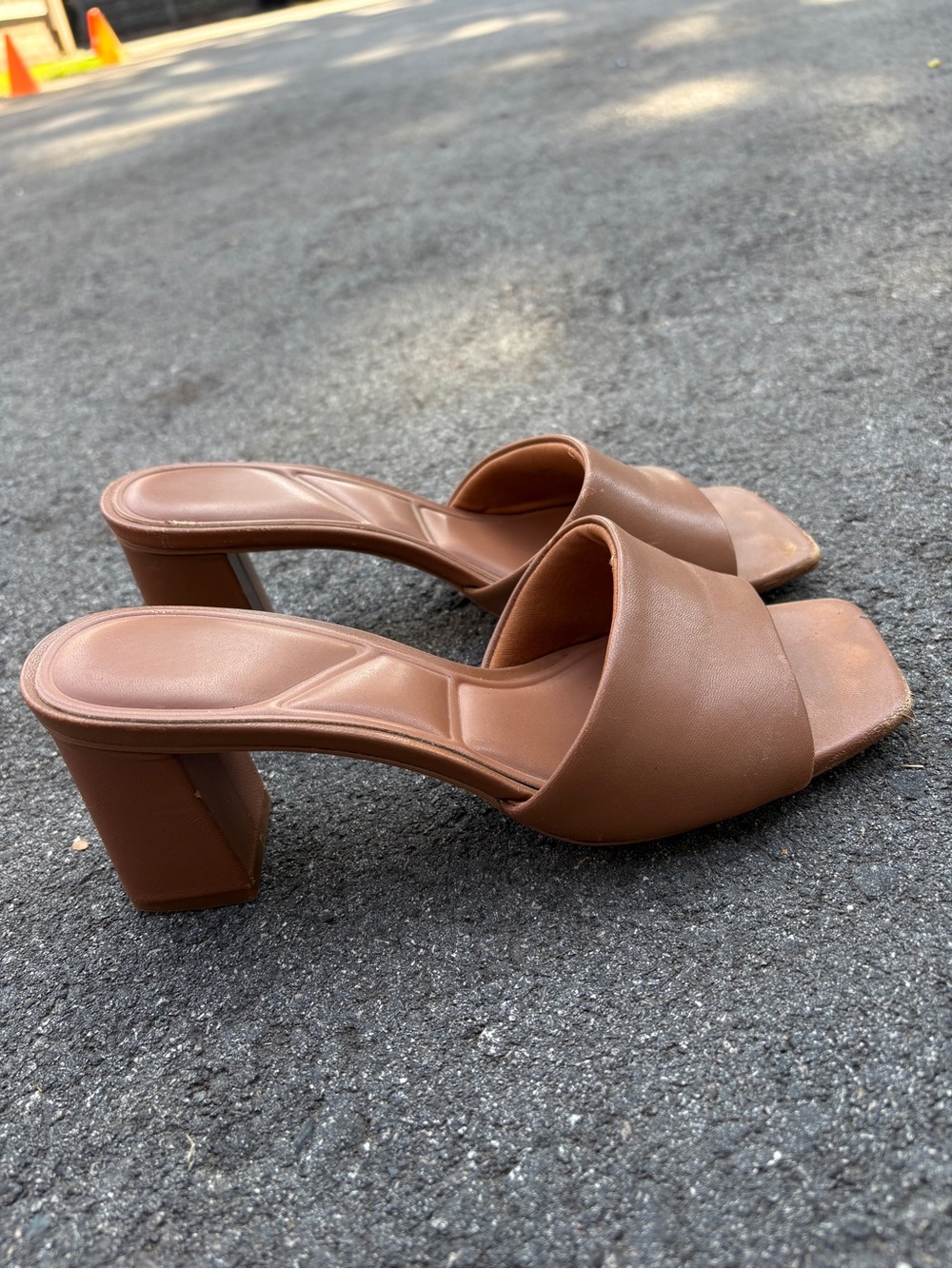 Aldo Brown Block Heel Slide Mules